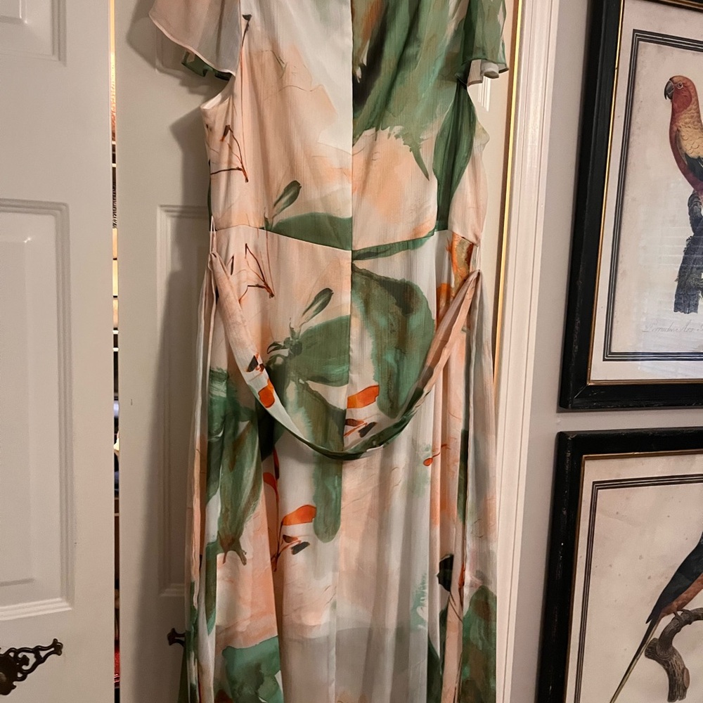 DKNY Green and Orange Maxi Dress